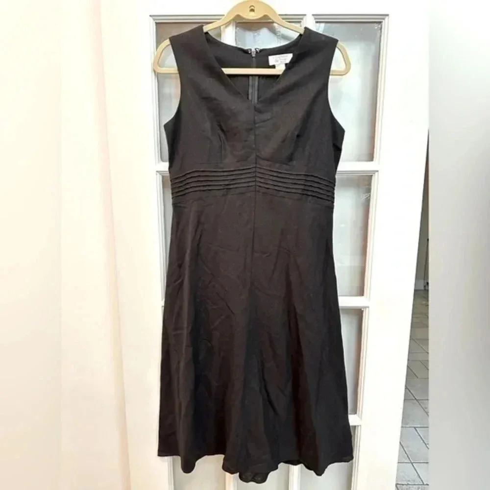 Christopher & Banks Classic Black Linen Blend A-Line Dress Size 10P Petite NWT